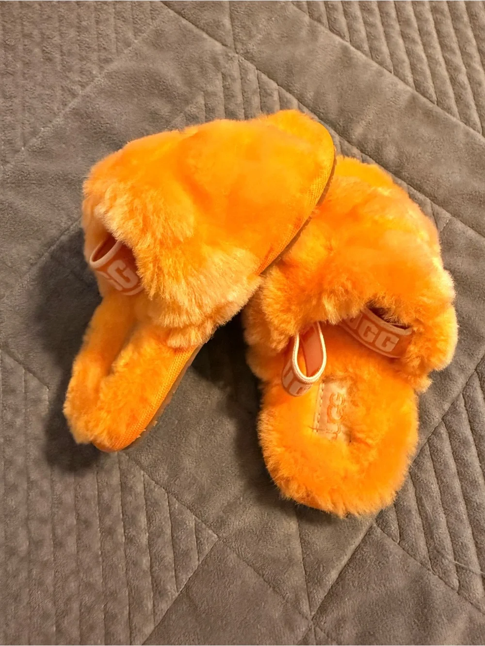 UGG Toddler Plush Orange Fuzz Slippers